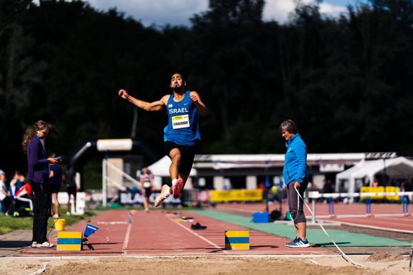 Ishay Ifraimov (Israel) im Weitsprung am 28.05.2022 waehrend der World Athletics Continental Tour IFAM Oordegem in Oordegem